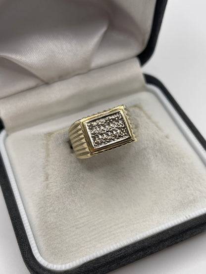 9ct gold diamond signet ring