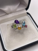 Load image into Gallery viewer, 18ct white gold multi gemstone and diamond ring
