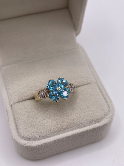 9ct gold topaz and diamond ring
