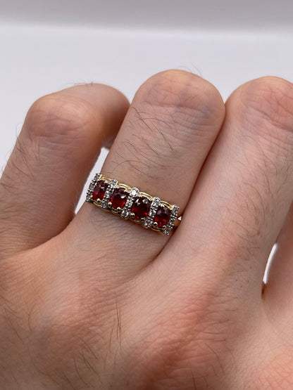 9ct gold spinel and zircon ring