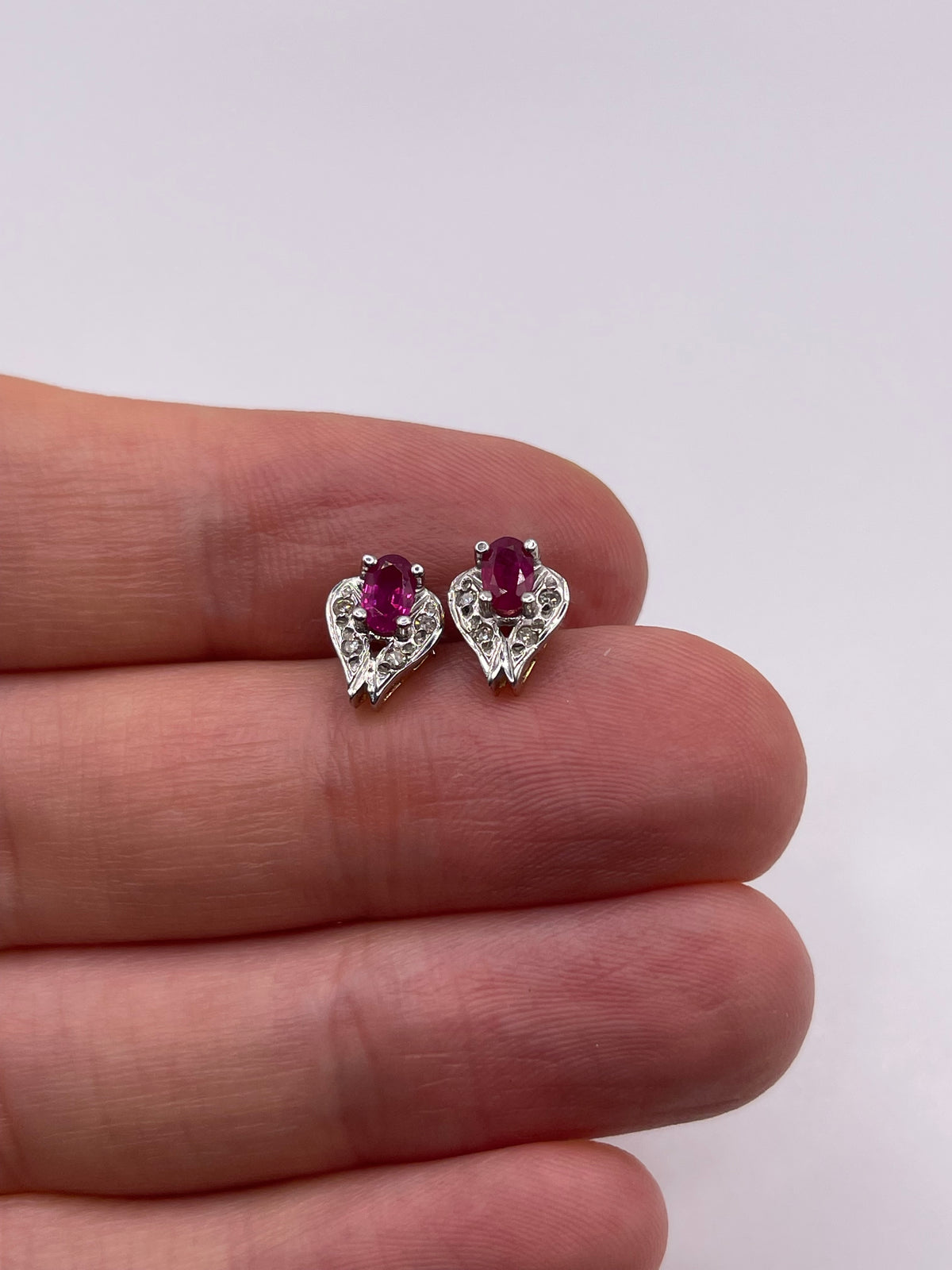 9ct gold ruby and diamond earrings