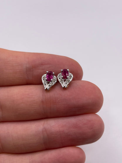 9ct gold ruby and diamond earrings
