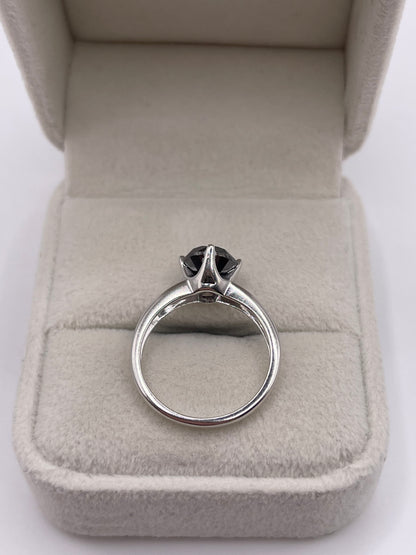 9ct white gold black diamond ring