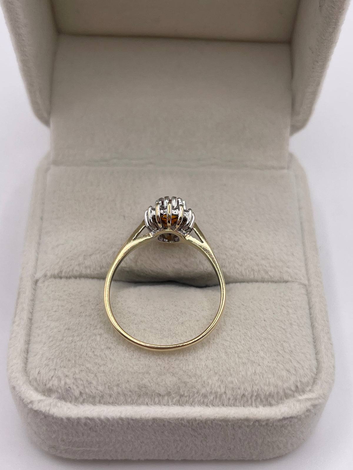 9ct gold fire opal and diamond ring