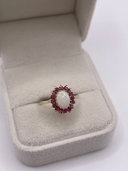 9ct gold opal and ruby ring