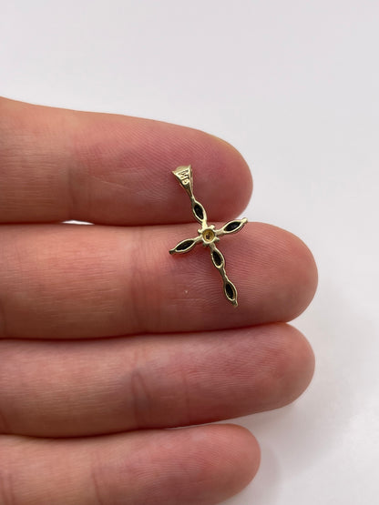 9ct gold sapphire and diamond cross pendant