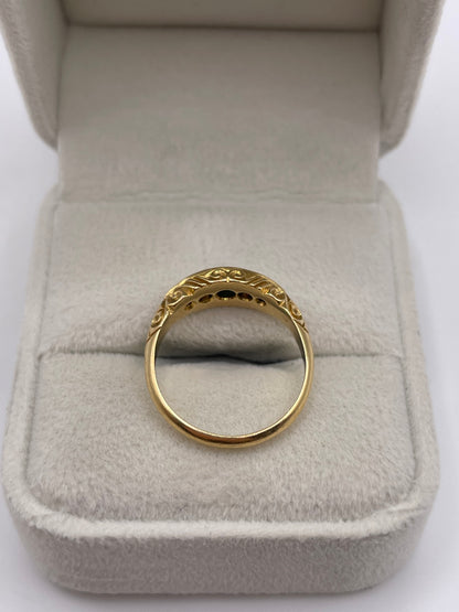 Antique 18ct gold emerald and diamond ring
