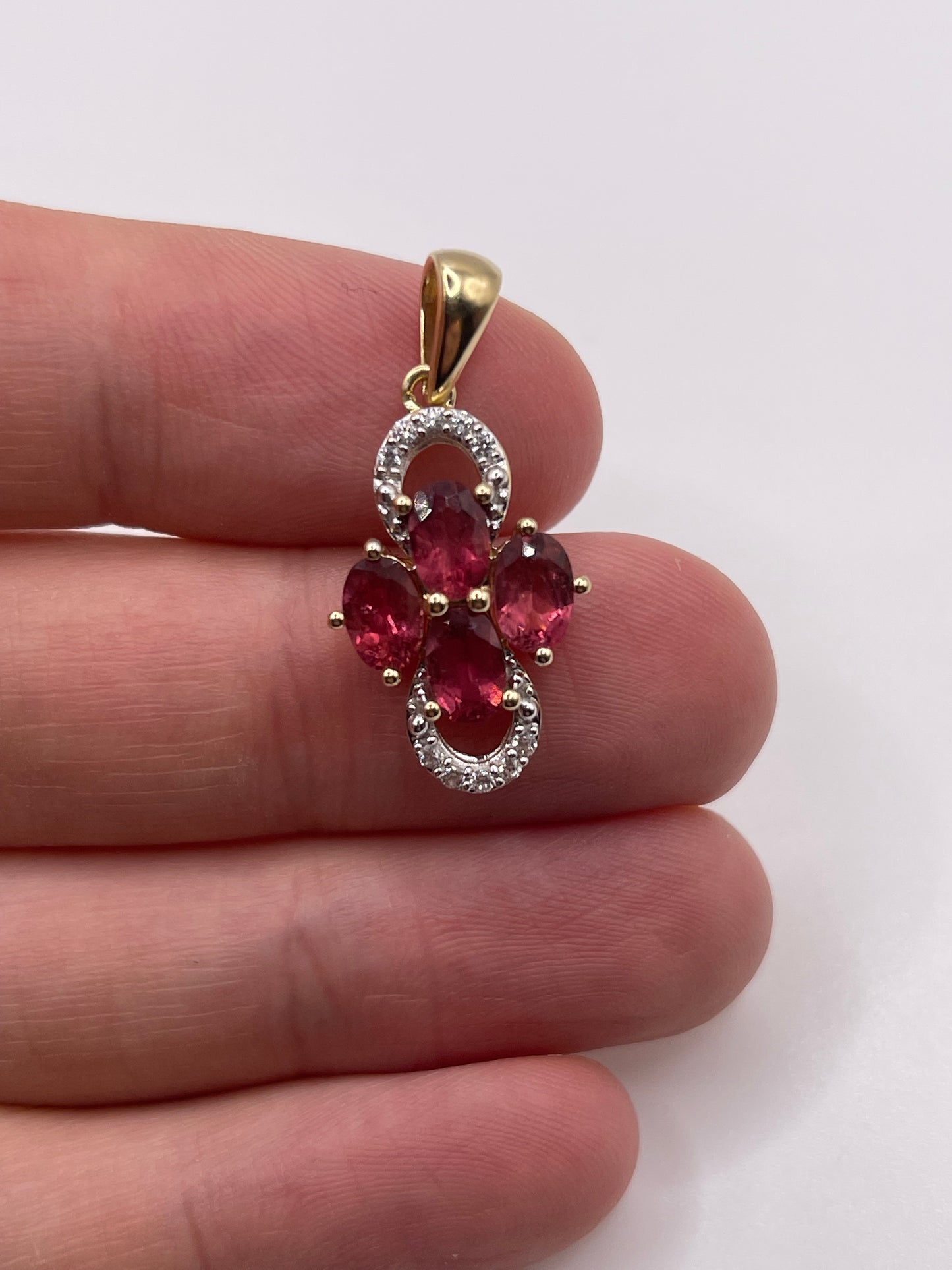 9ct gold tourmaline and zircon pendant