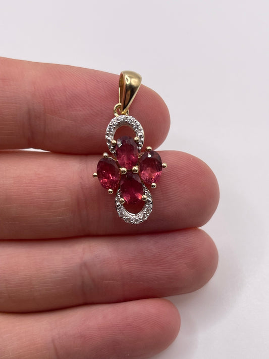 9ct gold tourmaline and zircon pendant