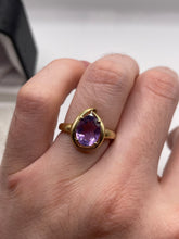 Load image into Gallery viewer, 9ct gold amethyst and diamond ring
