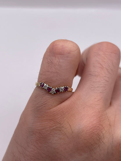 9ct gold ruby and diamond wishbone ring