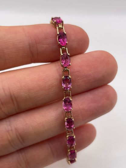 9ct gold pink topaz bracelet