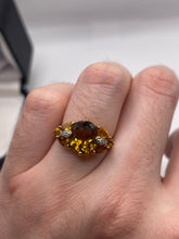 Load image into Gallery viewer, 9ct gold citrine and diamond ring
