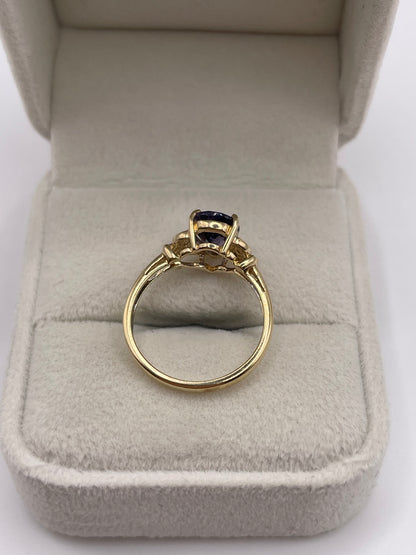 9ct gold iolite and diamond ring
