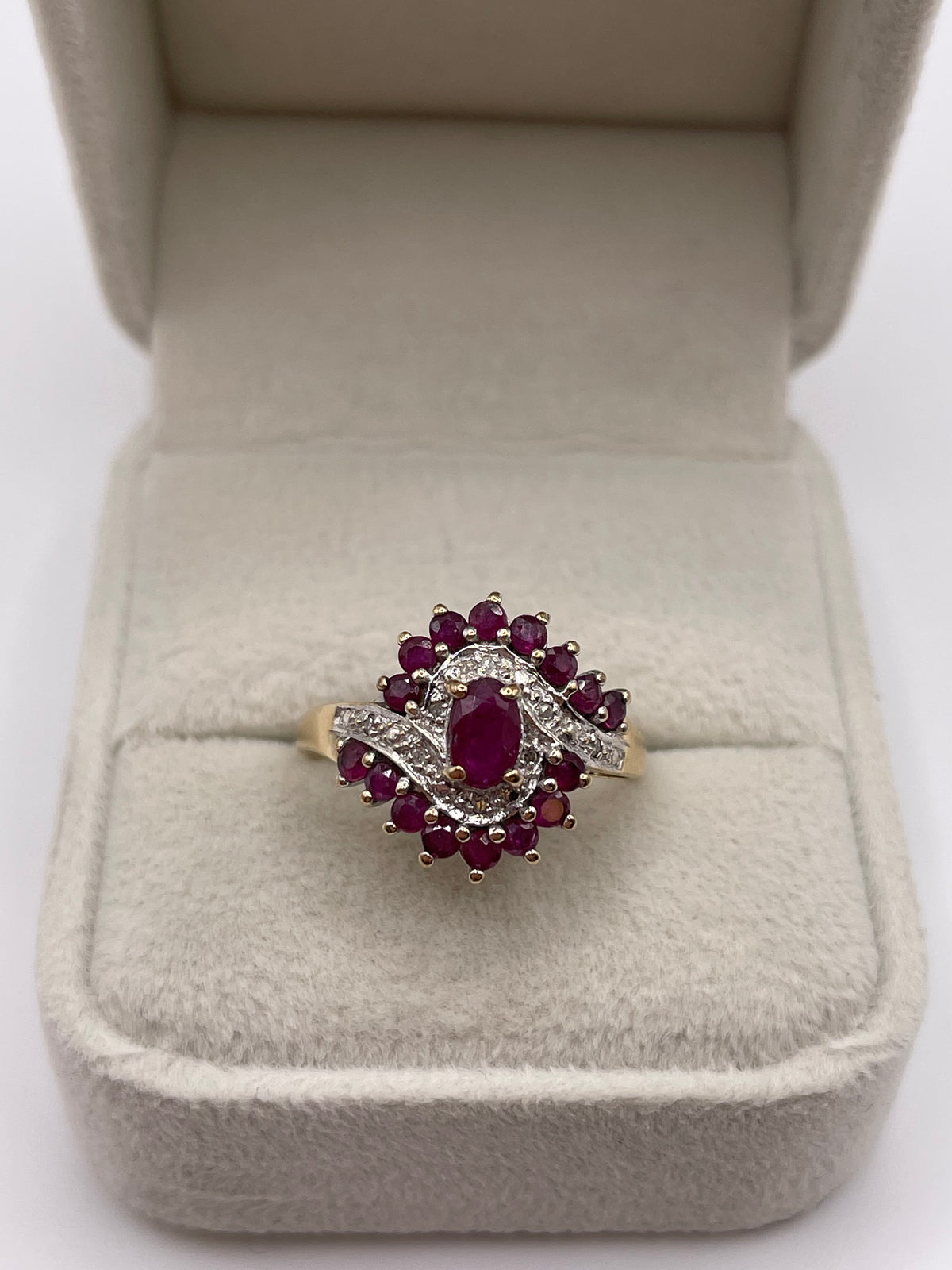 9ct gold ruby and diamond ring