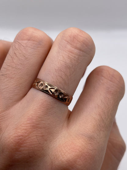 9ct rose gold patterned ring