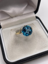 Load image into Gallery viewer, 9ct gold blue topaz and diamond ring
