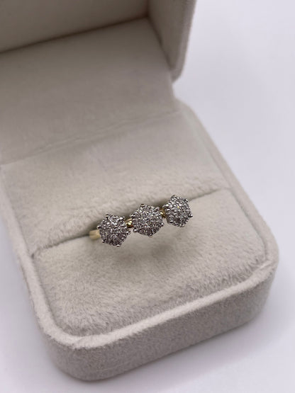 9ct gold diamond cluster ring