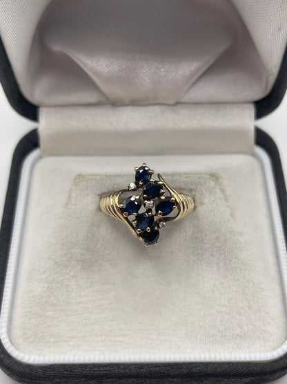 9ct gold sapphire and diamond ring