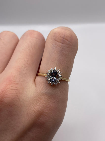 9ct gold tanzanite and zircon ring
