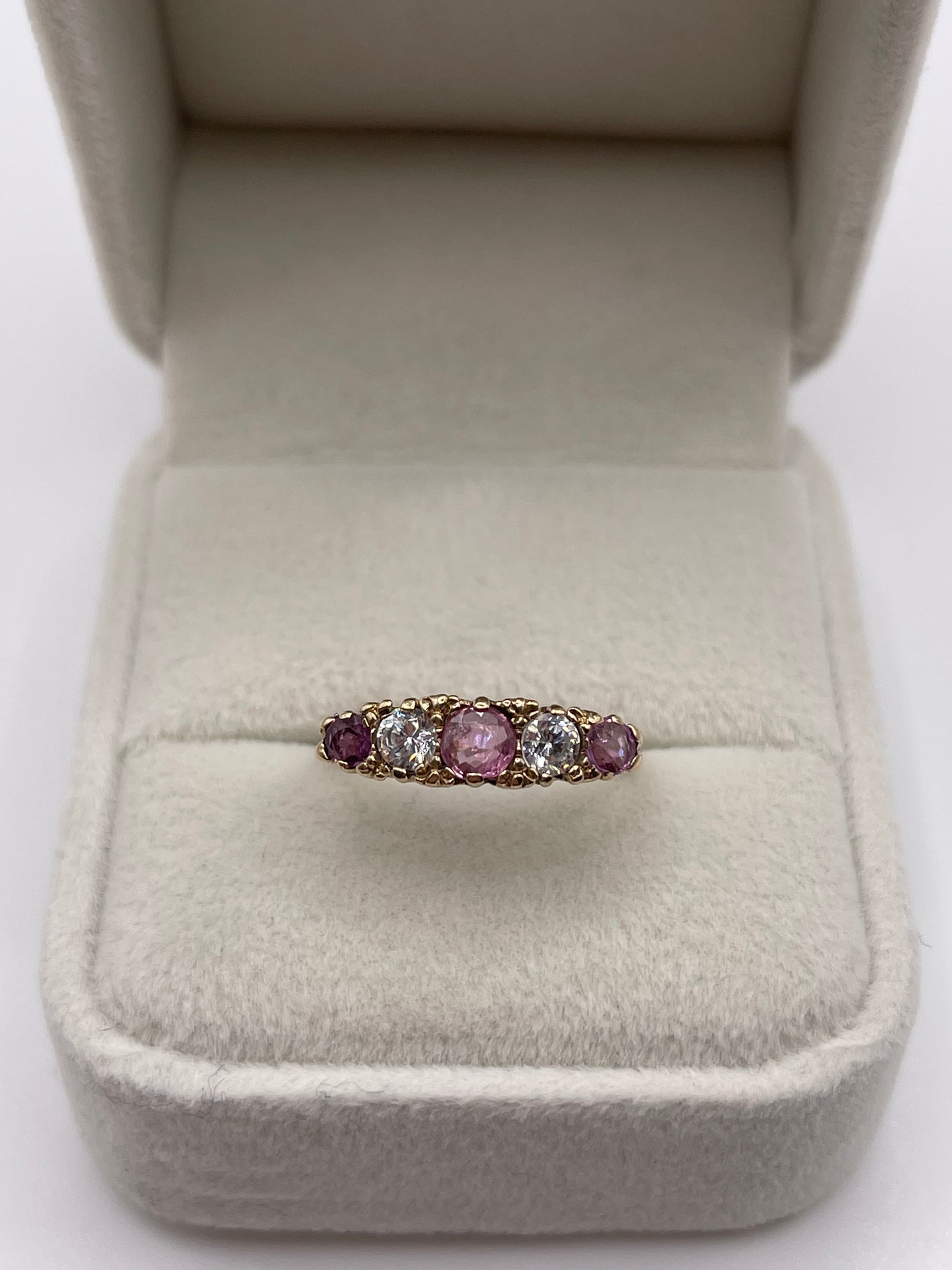 9ct gold ruby and cz ring