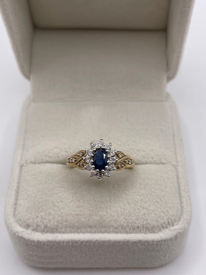 9ct gold sapphire and diamond ring