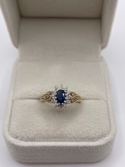 9ct gold sapphire and diamond ring