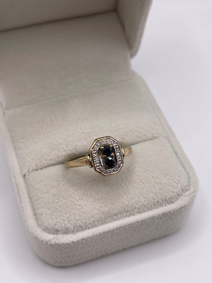 9ct gold sapphire and diamond ring