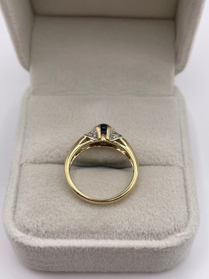 9ct gold cabochon sapphire and diamond ring
