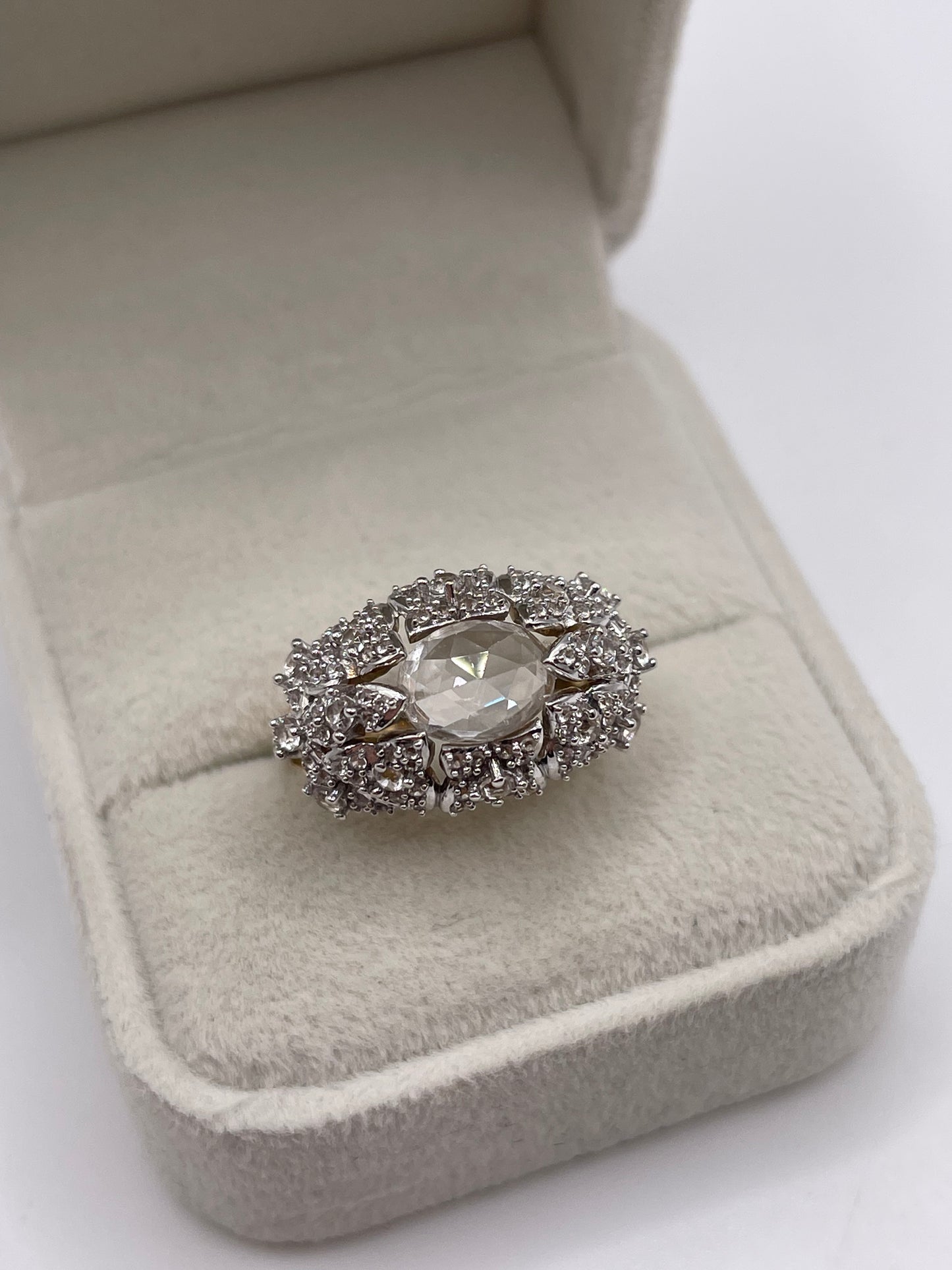 9ct gold white zircon cluster ring