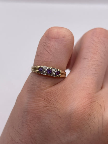 9ct gold amethyst and diamond ring