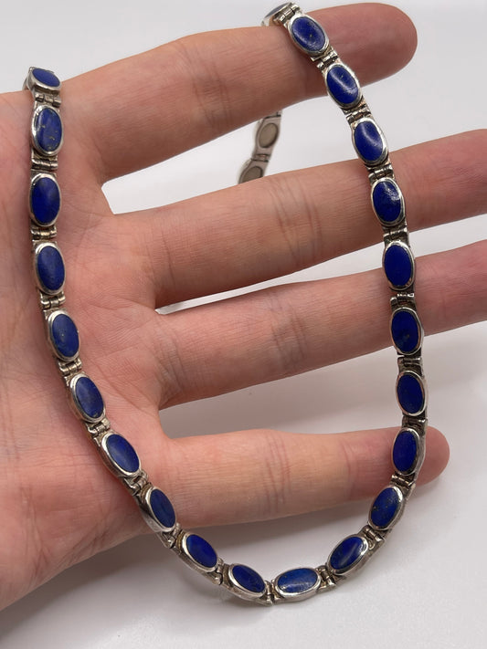 Silver lapis lazuli necklace