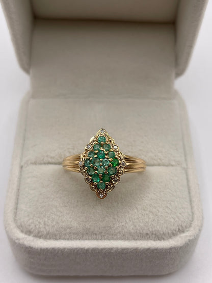 9ct gold emerald and diamond ring