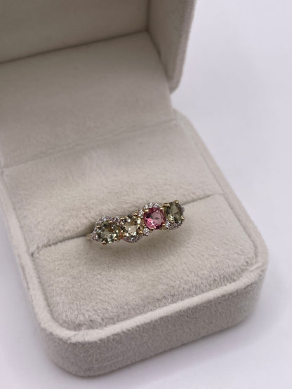 9ct gold tourmaline and zircon ring