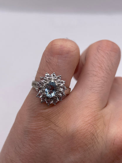 9ct white gold topaz, kunzite and diamond ring