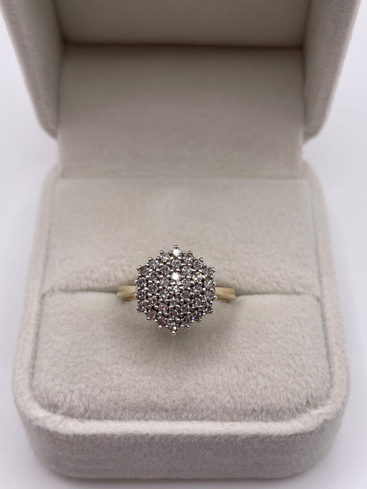 9ct gold diamond cluster ring