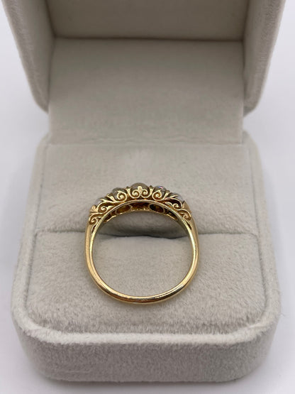 Antique 18ct gold pearl and diamond ring