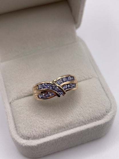 9ct gold tanzanite cluster ring