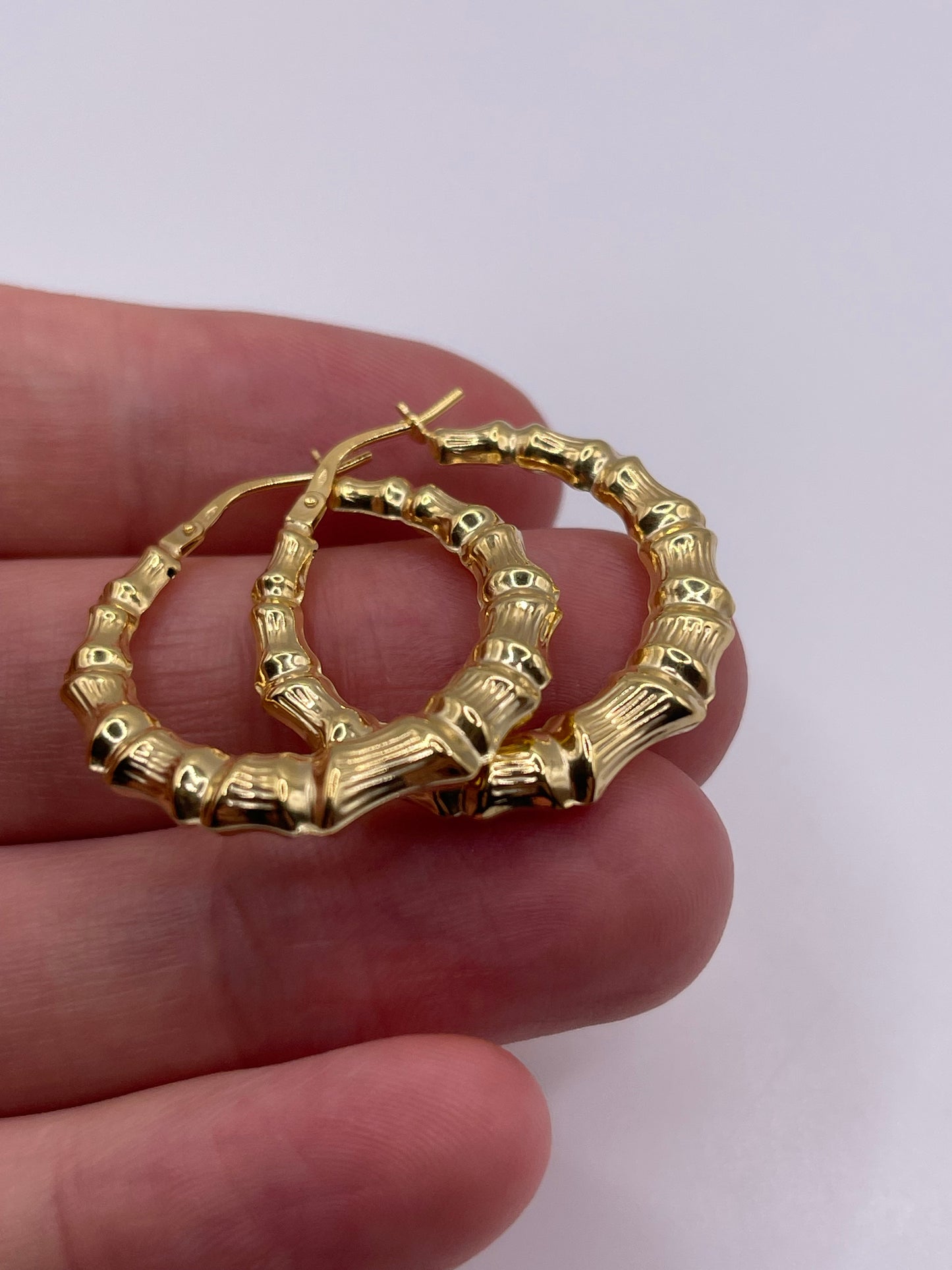 9ct gold bamboo creole earrings