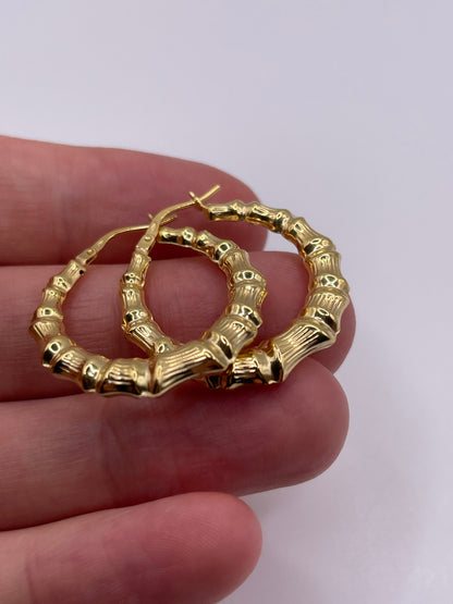 9ct gold bamboo creole earrings