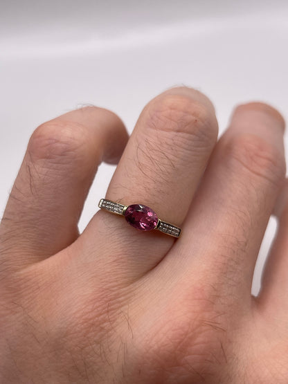 9ct gold tourmaline and diamond ring