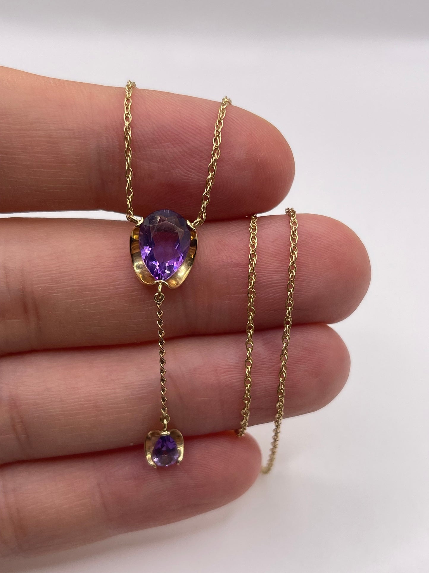 9ct gold amethyst necklace