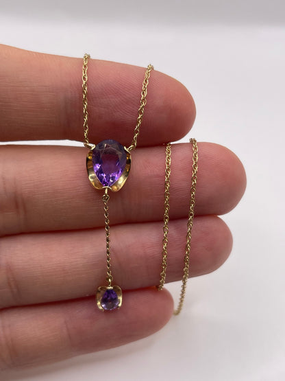 9ct gold amethyst necklace
