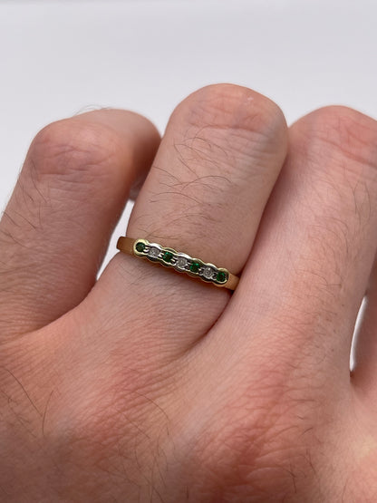 9ct gold emerald and diamond ring