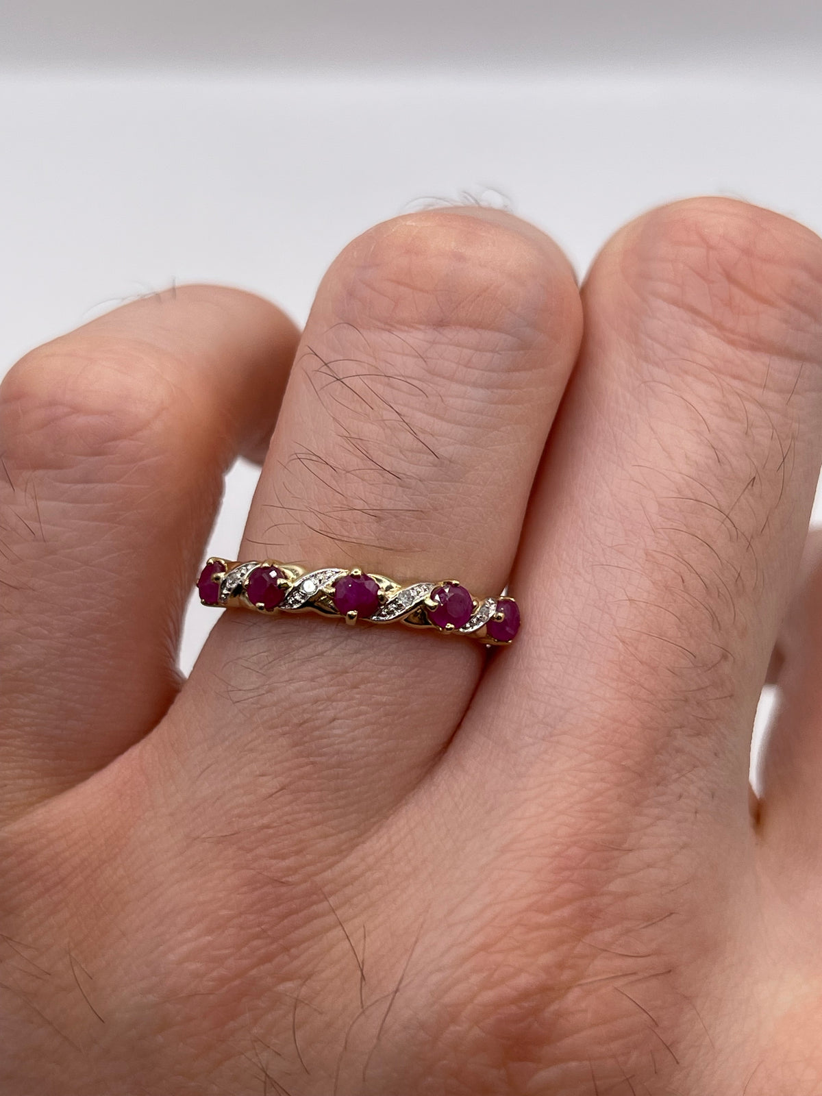 9ct gold ruby and diamond ring