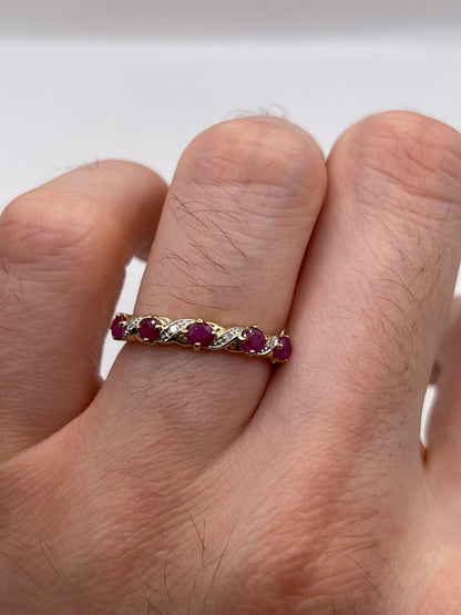 9ct gold ruby and diamond ring