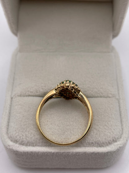 9ct gold emerald and diamond ring