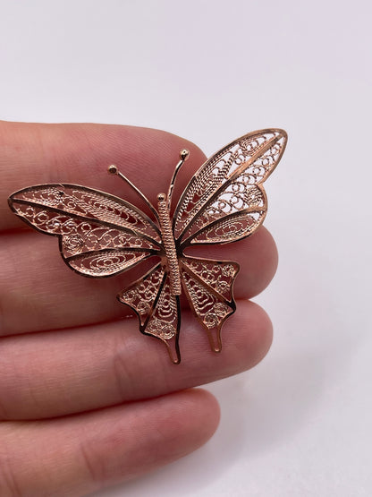 9ct rose gold butterfly pendant