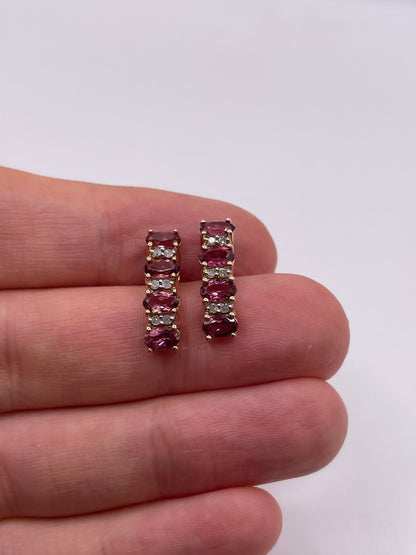 9ct rose gold tourmaline and diamond earrings