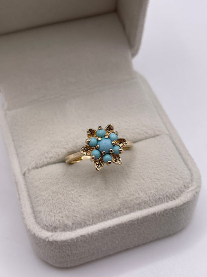 9ct gold turquoise cluster ring
